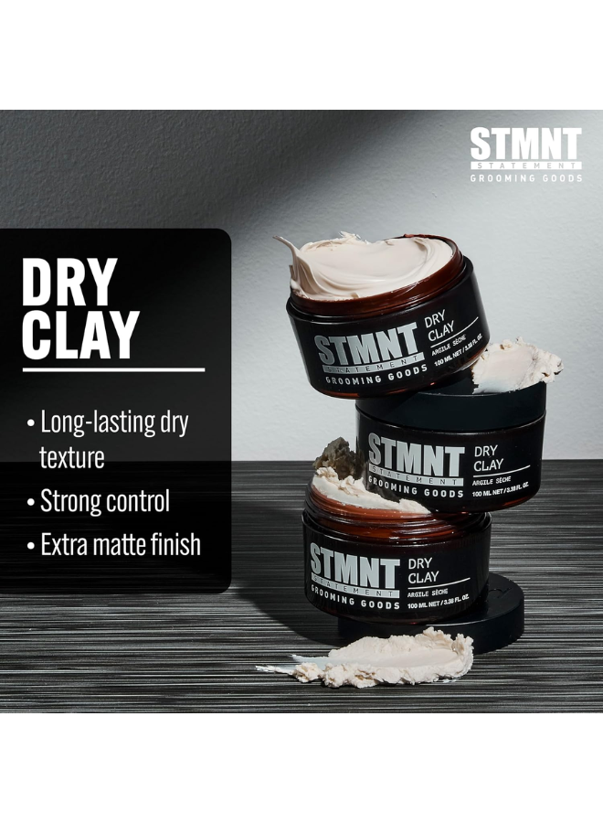 STMNT Grooming Goods Dry Clay, 3.38 oz – Extra Matte Finish &amp; Strong Hold